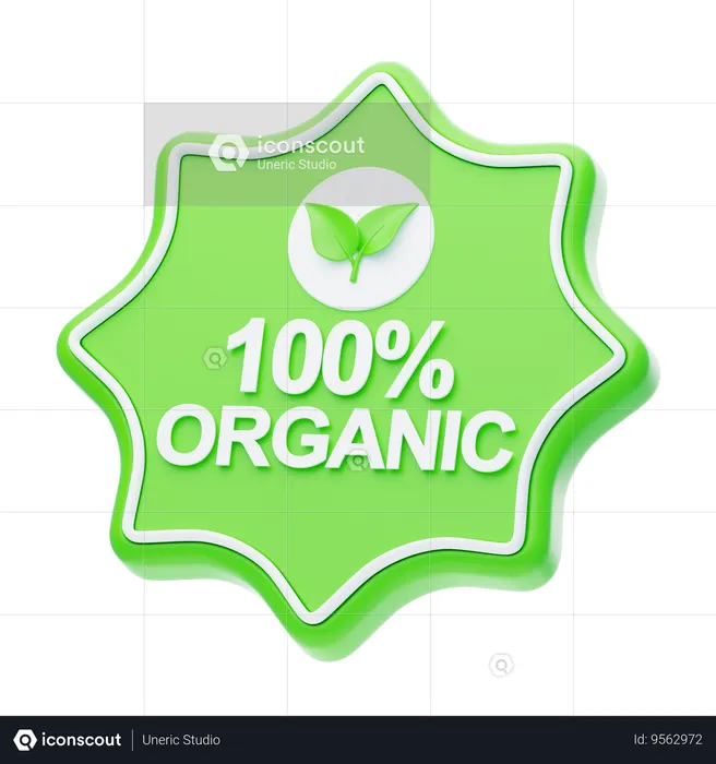 100% Organic  3D Icon