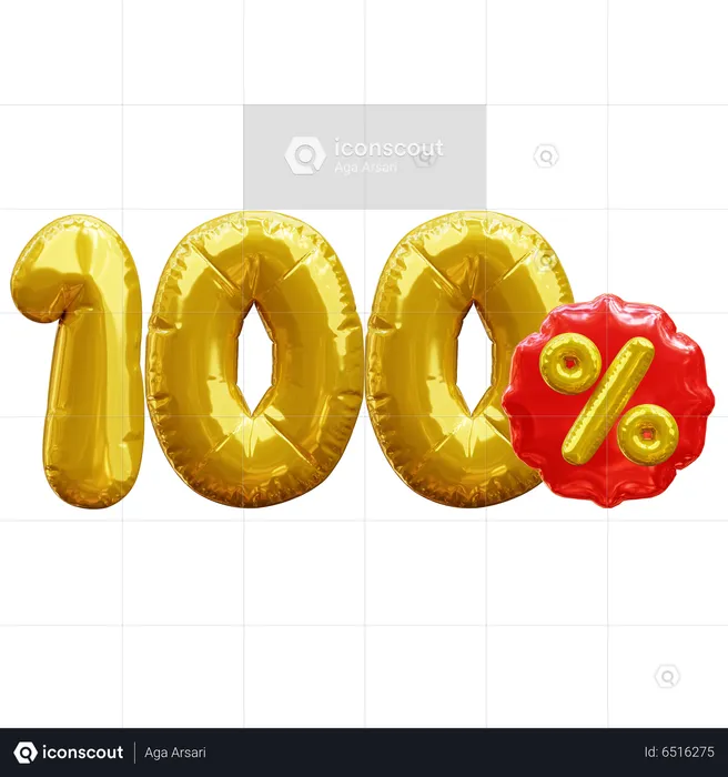 100 percent  3D Icon