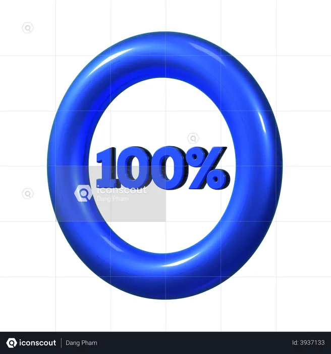 100 Percent Pie Chart  3D Illustration