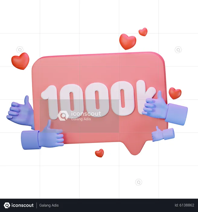 1000K Love Like Followers  3D Icon