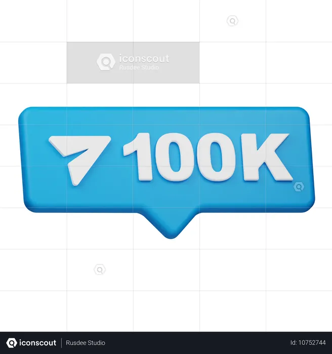 Notificação de 100 mil compartilhamentos  3D Icon