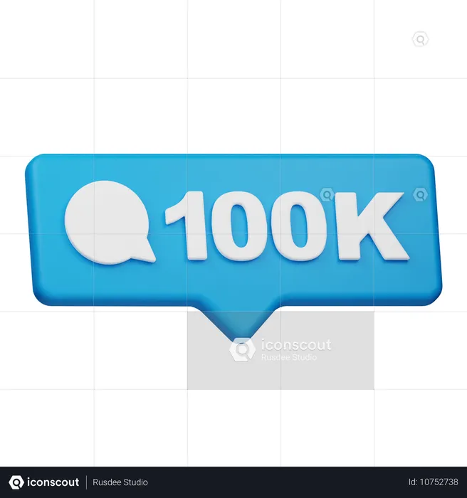 Notificação de 100 mil comentários  3D Icon