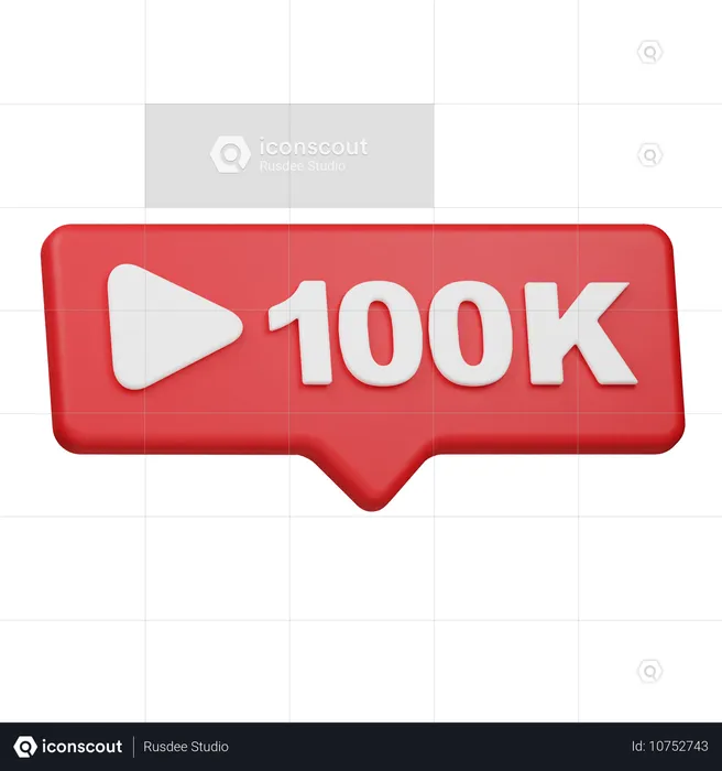 100K Plays Notification  3D Icon