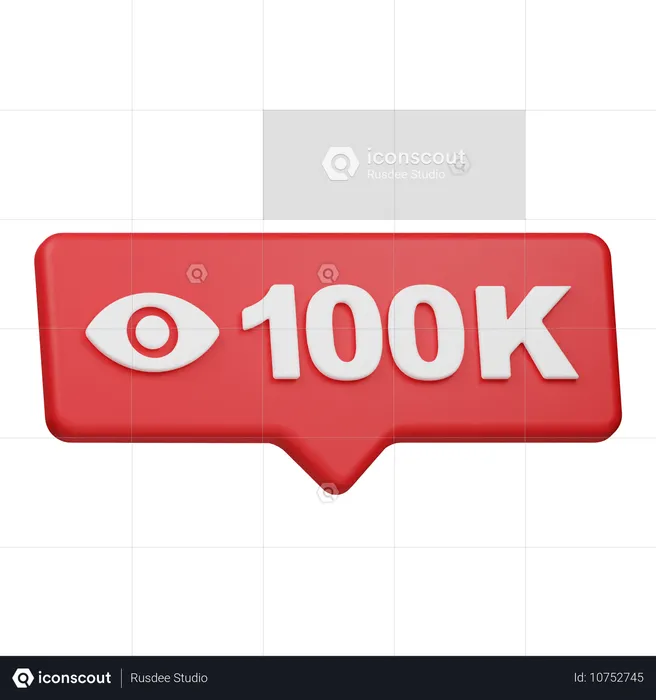 10万回視聴通知  3D Icon