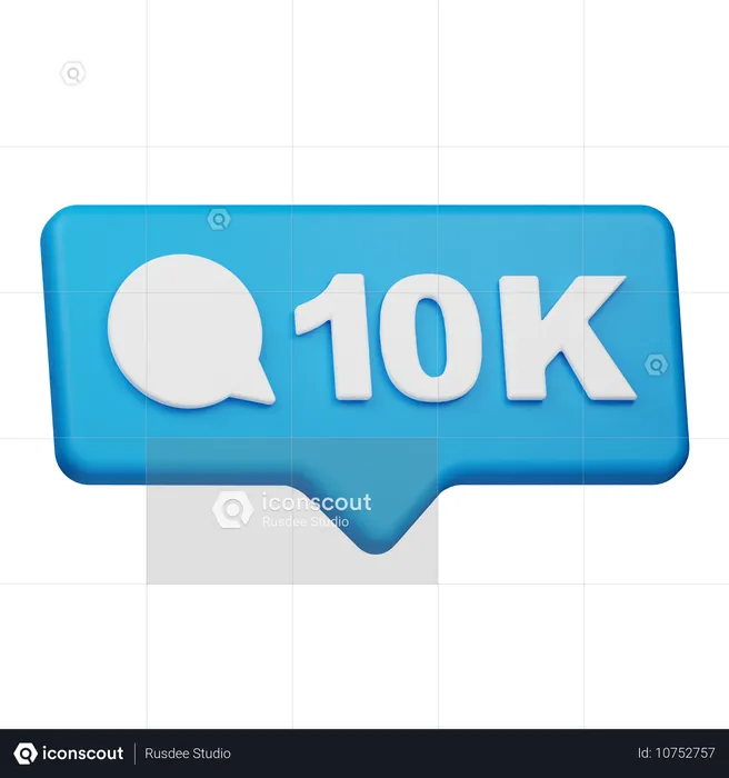 10kコメント通知  3D Icon