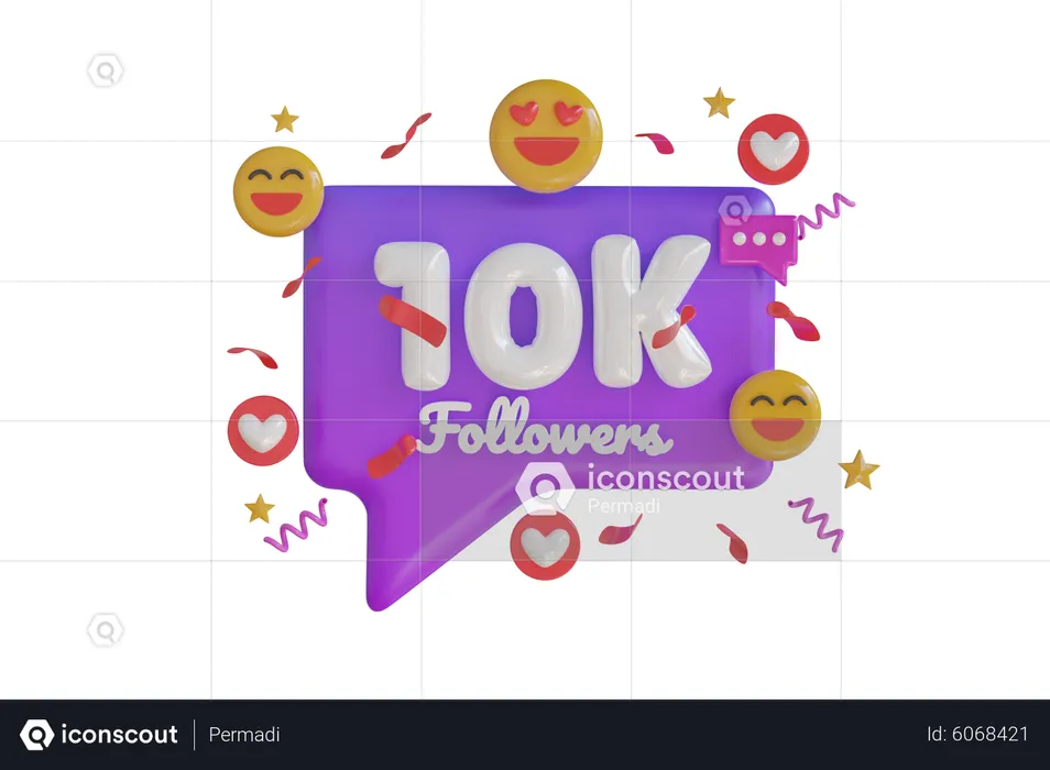 10k Followers  3D Icon