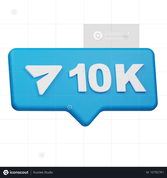 10K Share Notification  3D Icon