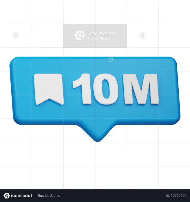 10M Bookmark Notification  3D Icon