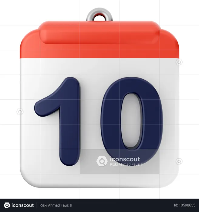 Calendario 10  3D Icon