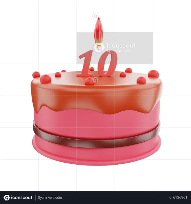 10th Birthday Cake  3D Icon