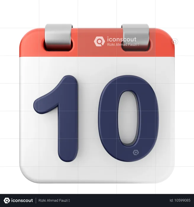 10th Calendar  3D Icon