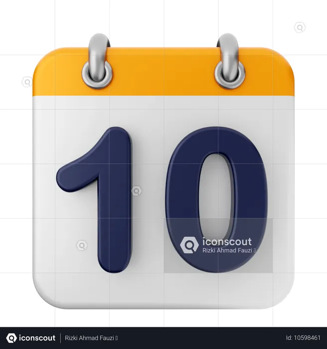 10th Calendar  3D Icon