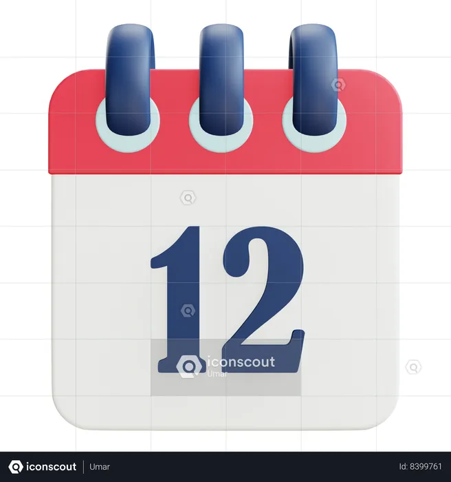 12 Date  3D Icon