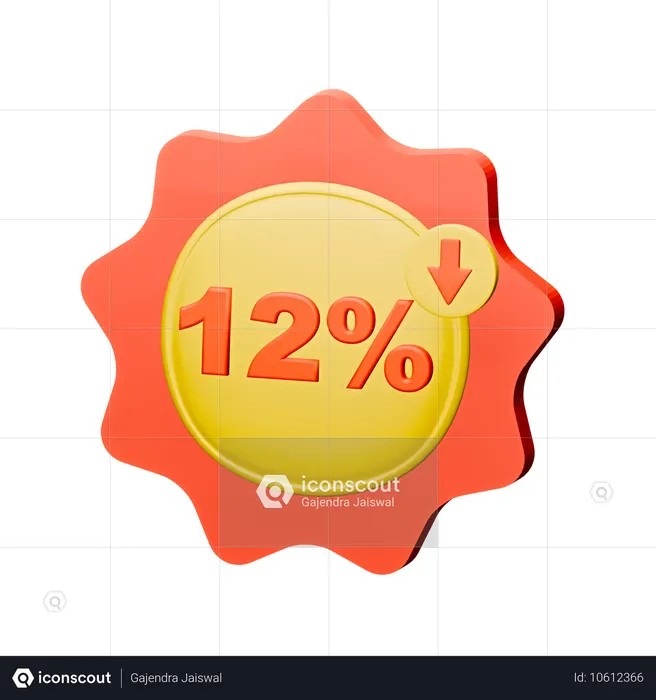 Selo de desconto de 12%  3D Icon