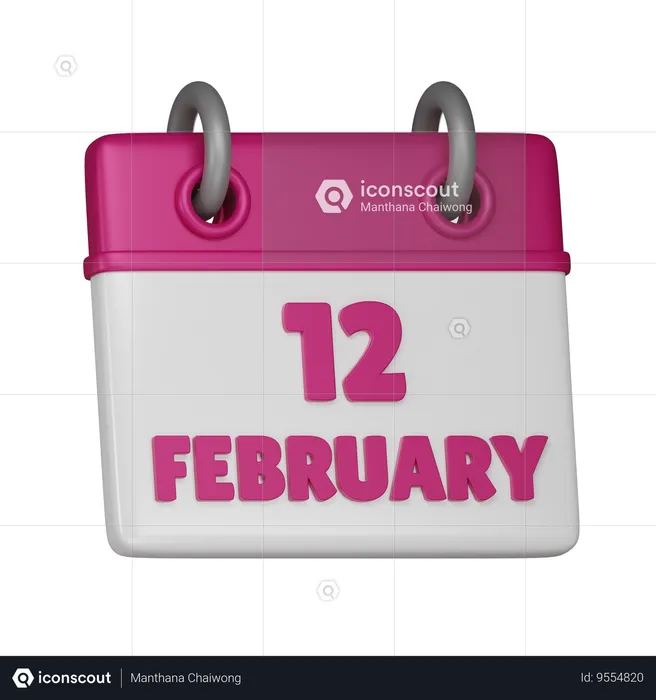 12 February  3D Icon