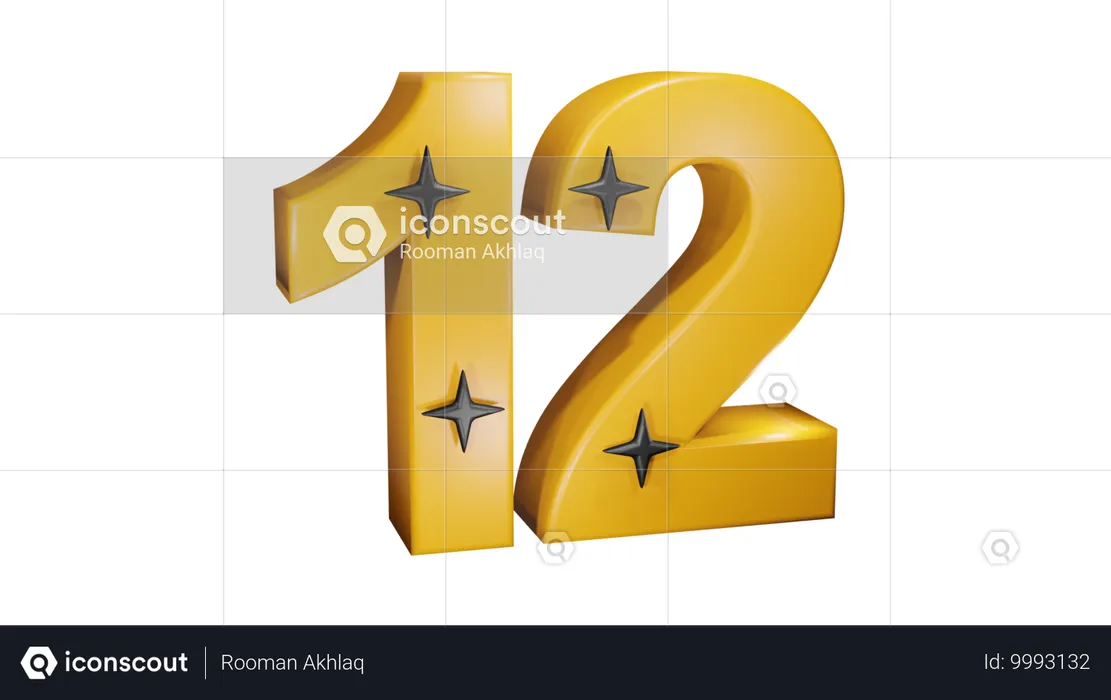 12 numéro  3D Icon