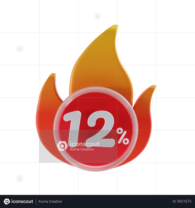 12 Percent  3D Icon