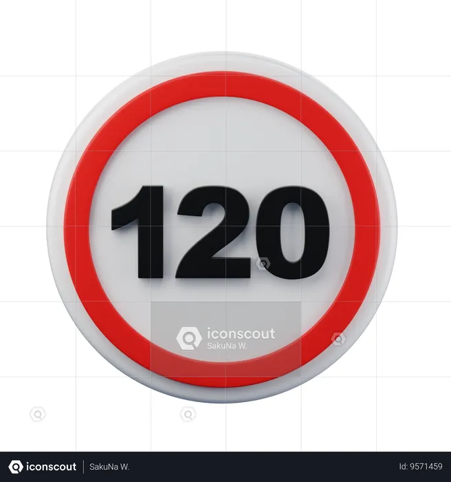 120 Maximum speed Sign 3d icon  3D Icon