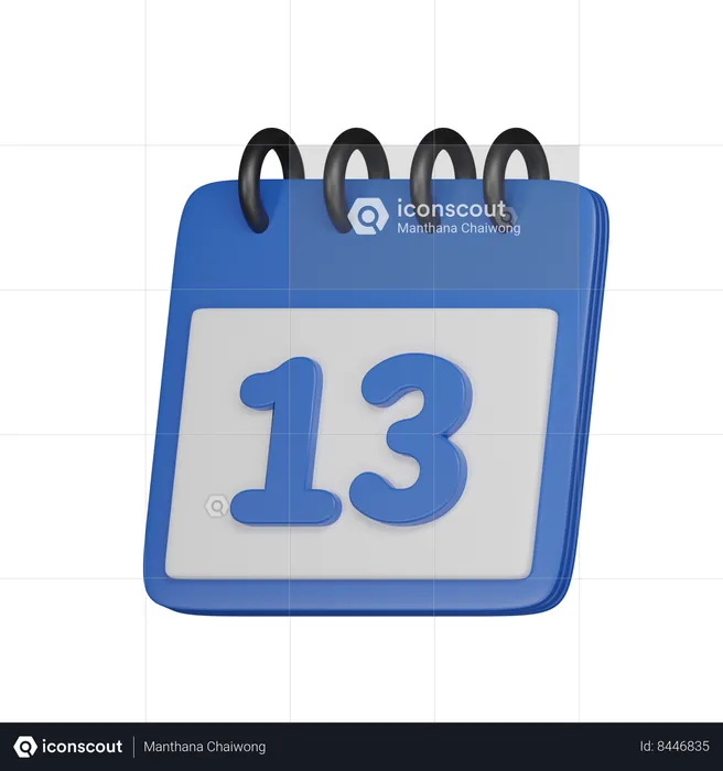 13 date  3D Icon