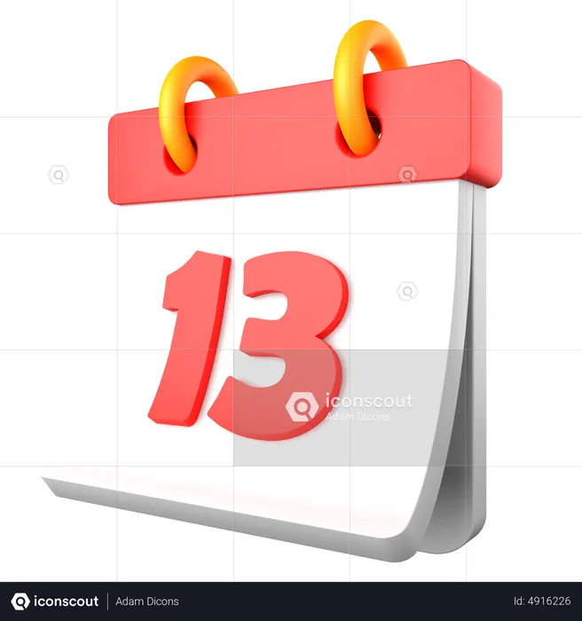 13 Date  3D Icon