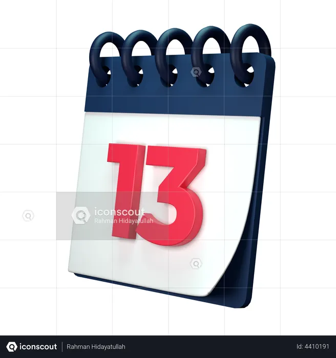 13 Date  3D Icon