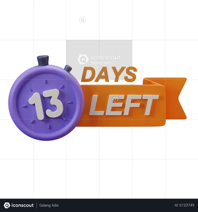 13 Days Left  3D Icon