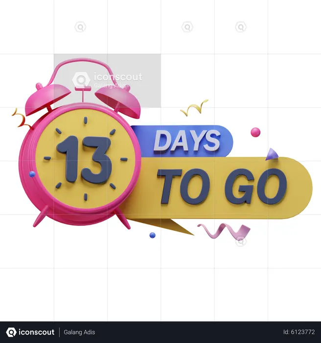 13 Days To Go  3D Icon