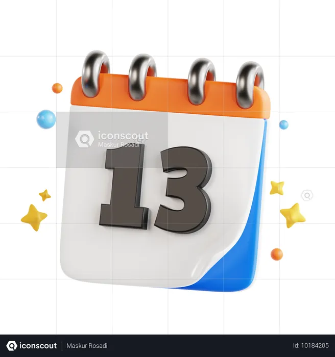 13 fecha  3D Icon