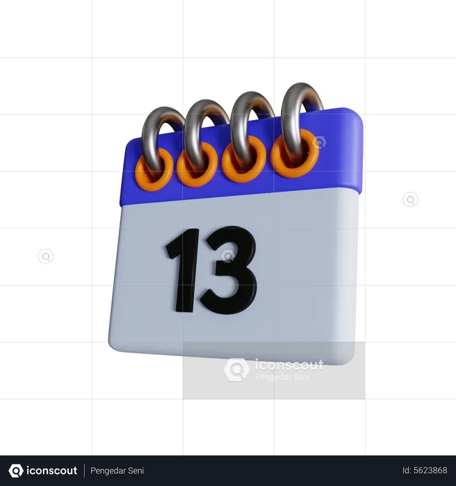 13 fecha  3D Icon