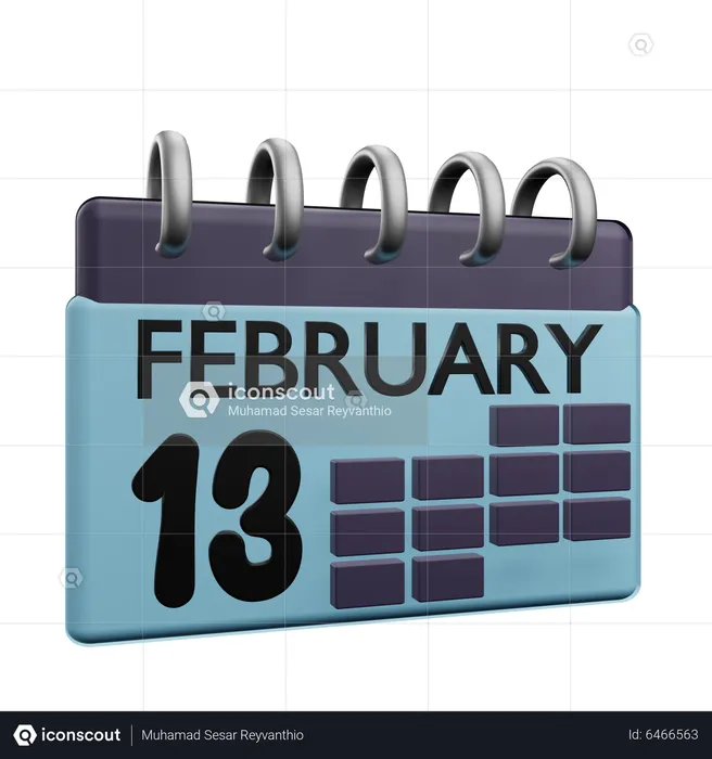 Calendrier du 13 février  3D Icon