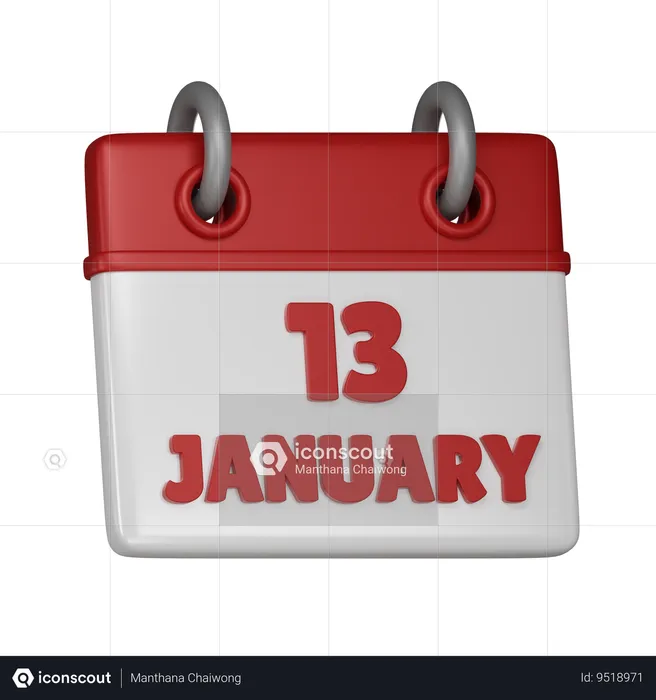 13 January  3D Icon