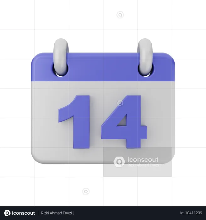 Calendário de 14 datas  3D Icon