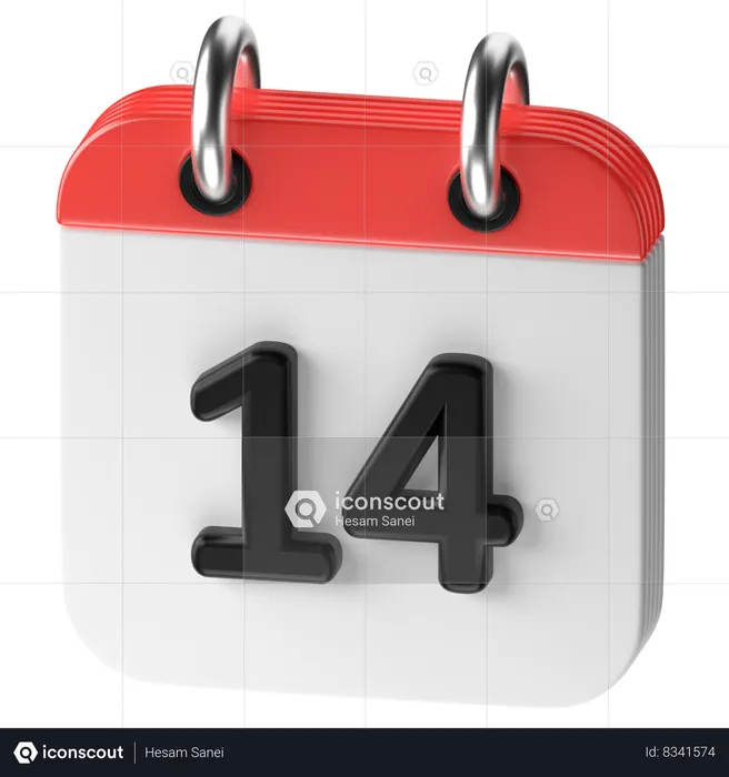 14 date  3D Icon