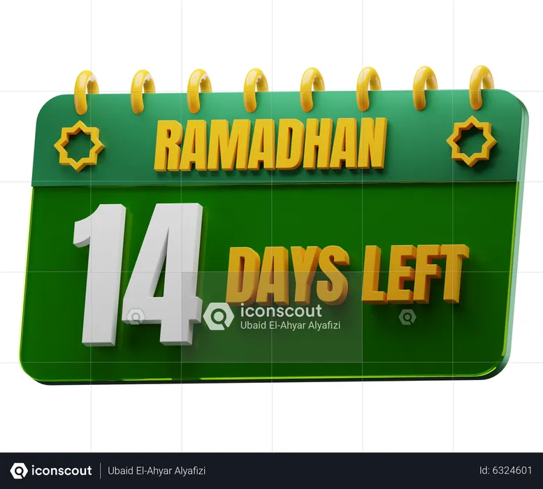 14 Days Left to Ramadan  3D Icon