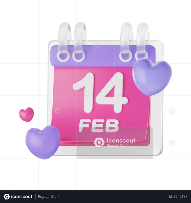 14 de fevereiro  3D Icon