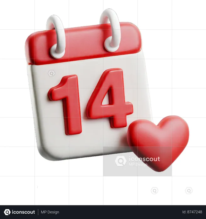 14 February  3D Icon