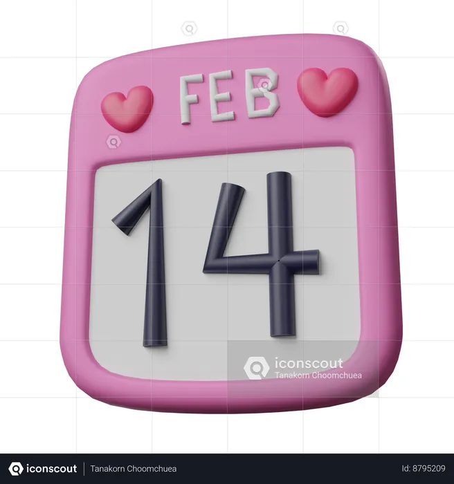 14 February  3D Icon