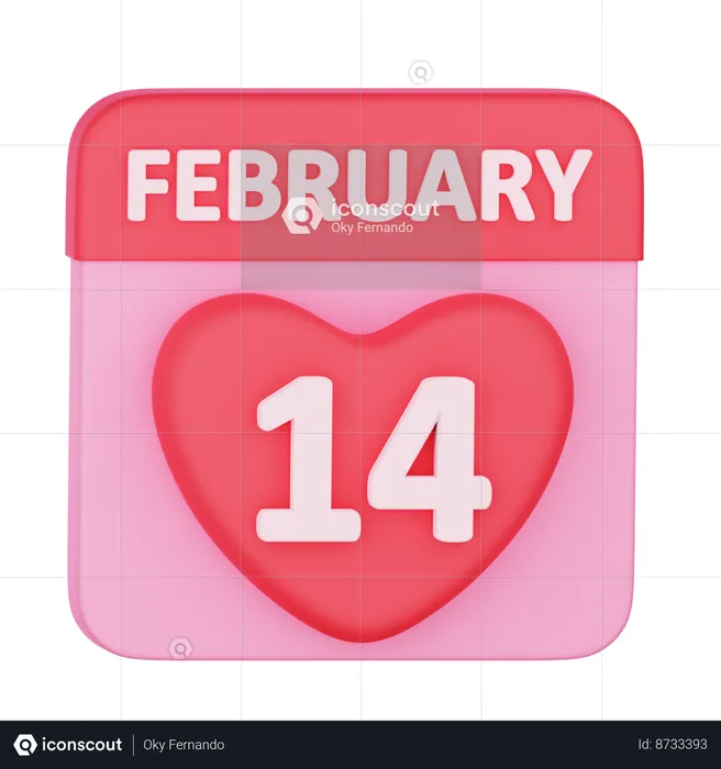 14 February  3D Icon