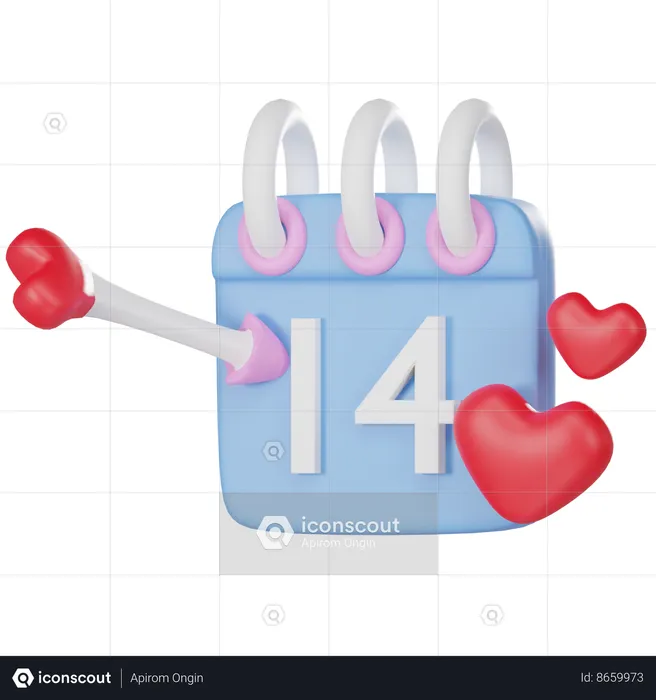 14 February  3D Icon