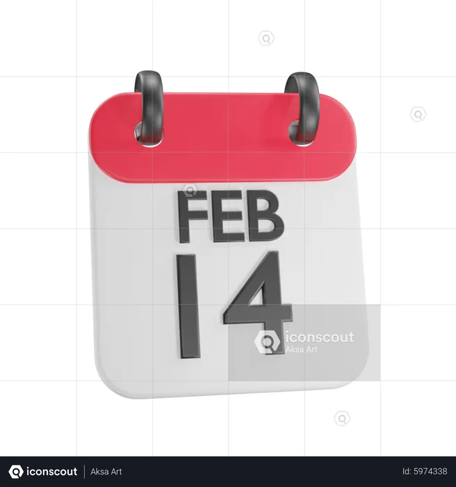 14 February  3D Icon