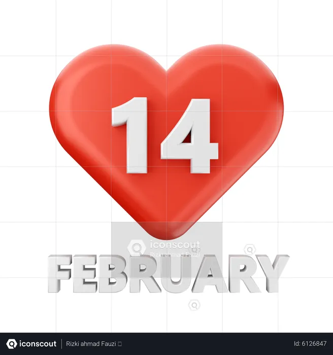 14 February  3D Icon