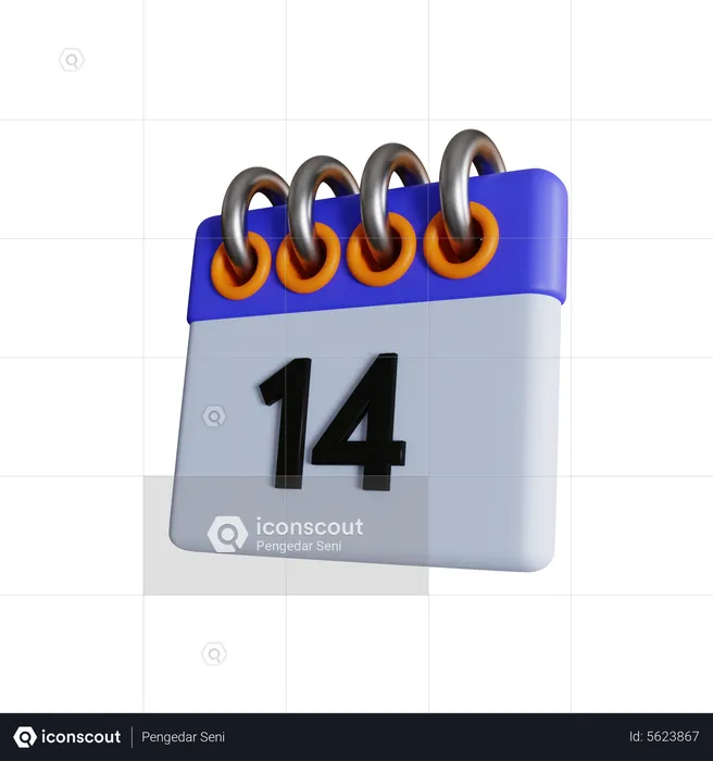 14 fecha  3D Icon