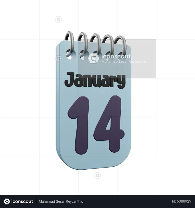 14 January Calender  3D Icon