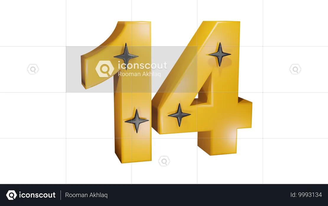 14 numéro  3D Icon