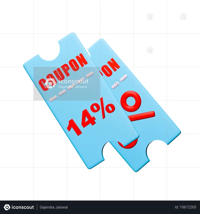 14% Rabatt-Gutschein  3D Icon