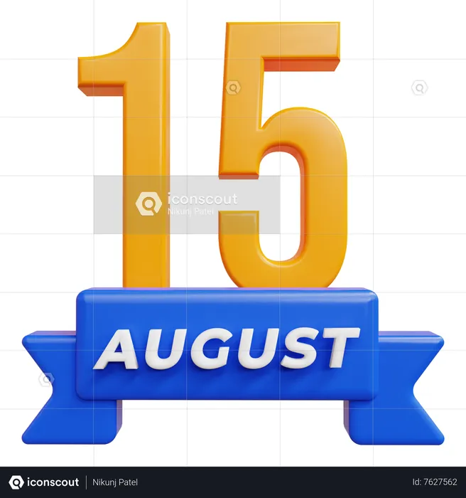 15 August  3D Icon