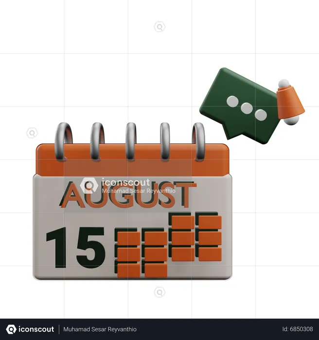 15 august  3D Icon