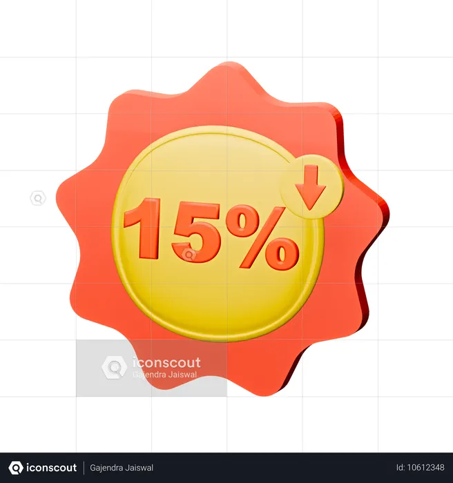 15% Discount Badge  3D Icon