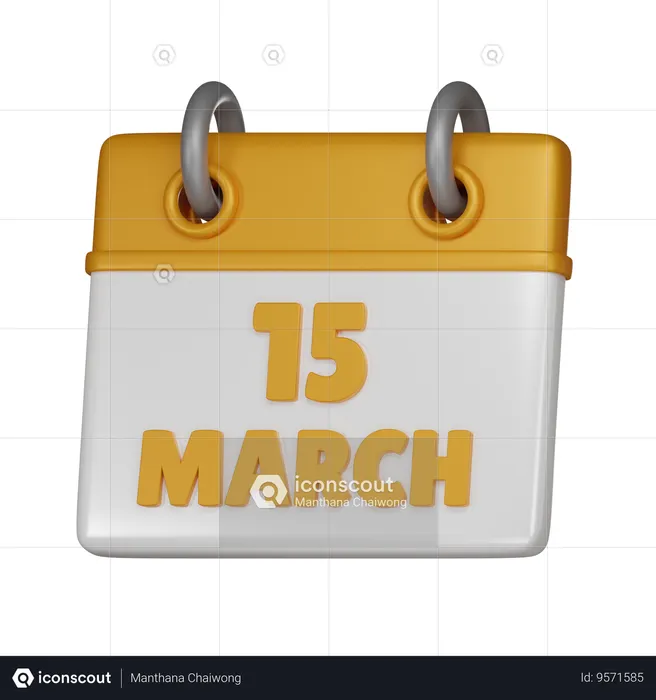 15 March  3D Icon