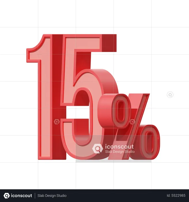 15 Percent  3D Icon